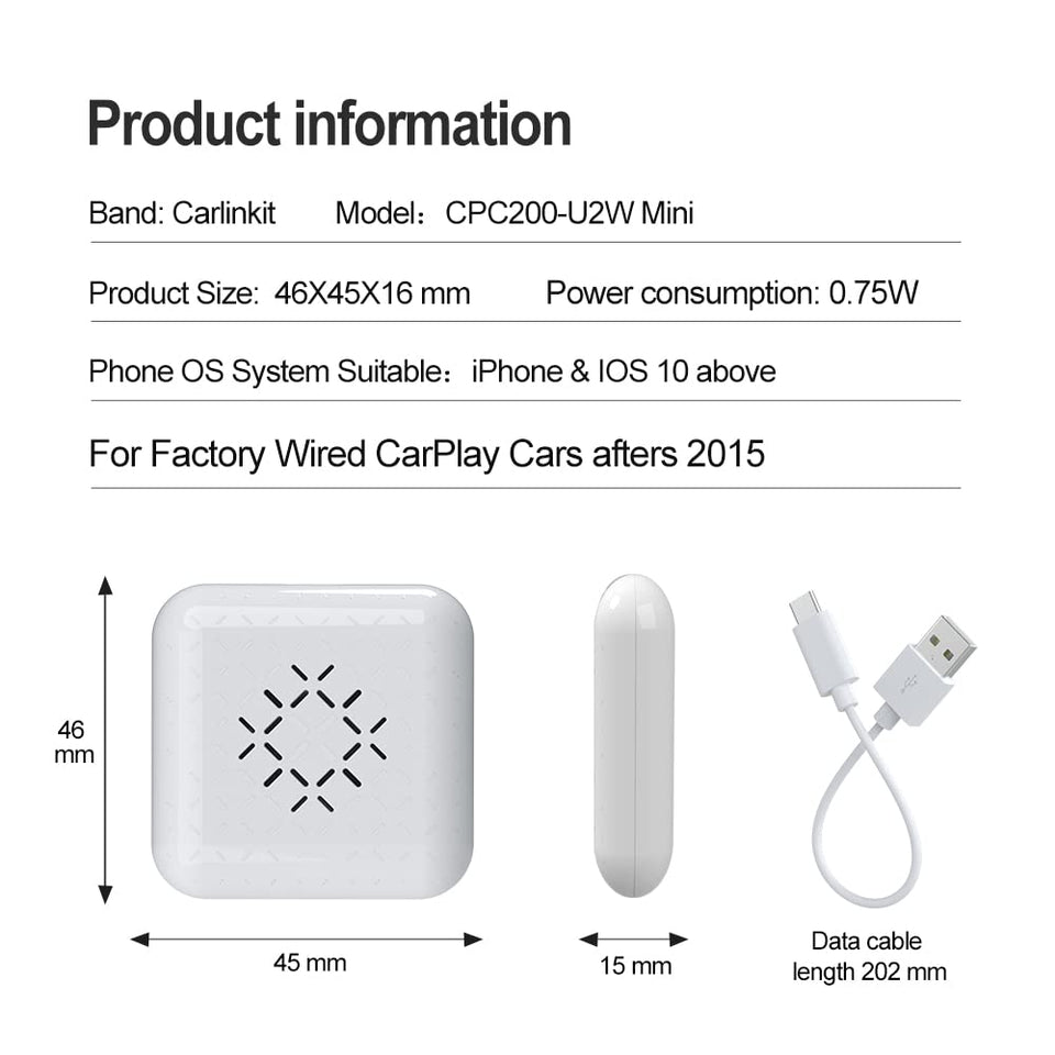 CarlinKit Mini 3.0 Wireless CarPlay Adapter