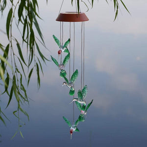 Color-Changing Solar LED Waterproof Hummingbird Wind Chimes