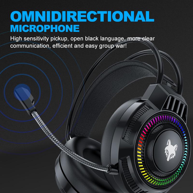 Gaming Wired Headset With Microphone LED Light