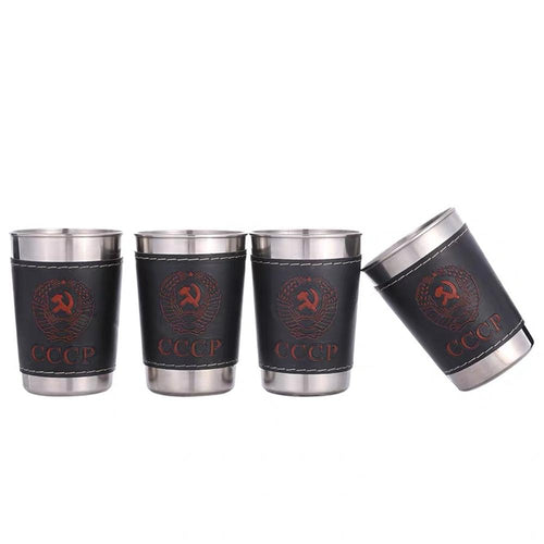 Vodka Cup 304 PU Holster Stainless Steel Mini Wine Tumbler