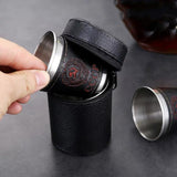 Vodka Cup 304 PU Holster Stainless Steel Mini Wine Tumbler