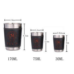 Vodka Cup 304 PU Holster Stainless Steel Mini Wine Tumbler