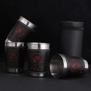 Vodka Cup 304 PU Holster Stainless Steel Mini Wine Tumbler