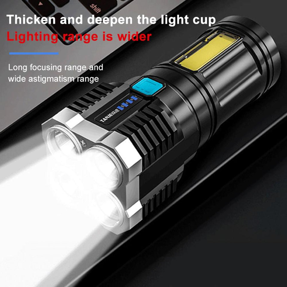 4-core Super Bright Multi-function Flashlight P1000 Led Long-range Spotlight