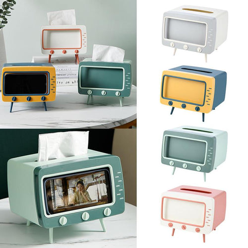 TV Shape Tissue Box with Phone Holder