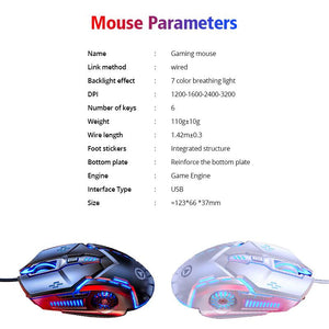 Mechanical Gaming Mouse 6D 3200DPI Luminous Adjustable