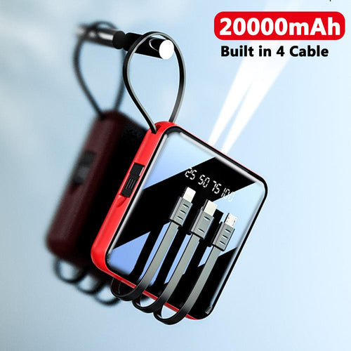 20000mAh Mini Power Bank with Cable & LED Flashlight