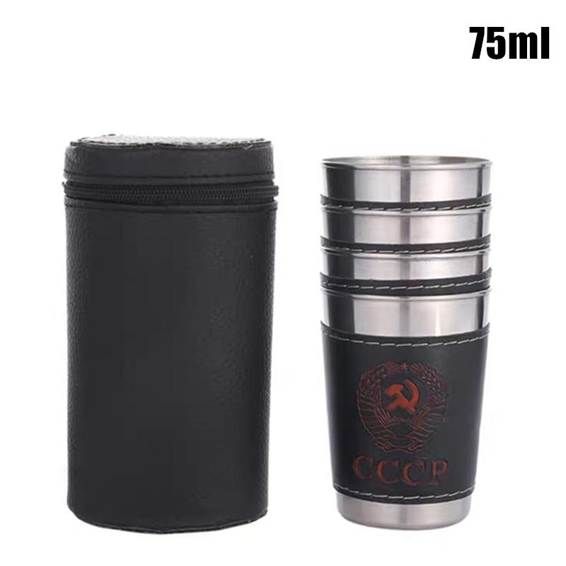 Vodka Cup 304 PU Holster Stainless Steel Mini Wine Tumbler