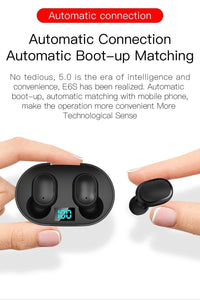 New E6s Smart Digital Display Bluetooth Headset Wireless Mini HIFI Headset Stereo in-Ear Waterproof Sports Earphone