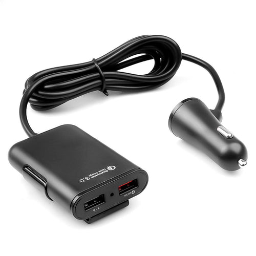 QC3.0 5.6 ft extension cable 4-port USB car charger