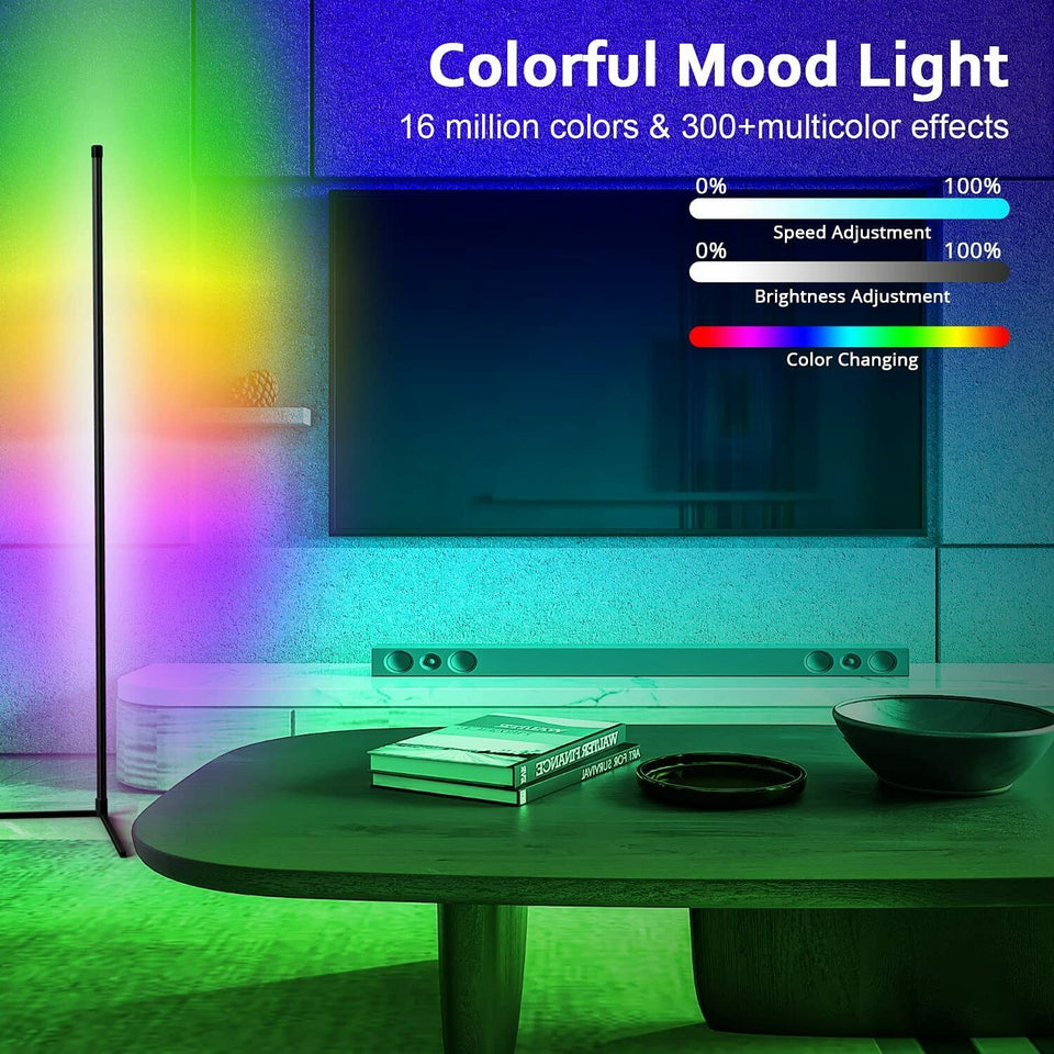 LED Floor Lamp RGB Corner Floor Lamp Color Changing Mood Lighting Standing  Lamp with Bluetooth App and Remote Control Dimmable/Music Sync/ Multi  Lighting Modes Atmosphere Lighting LED Lamp for Living Room, Bedroom